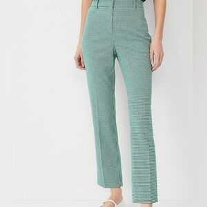Ann Taylor Eva Houndstooth Ankle Pant in Deep Leaf Green sz 2